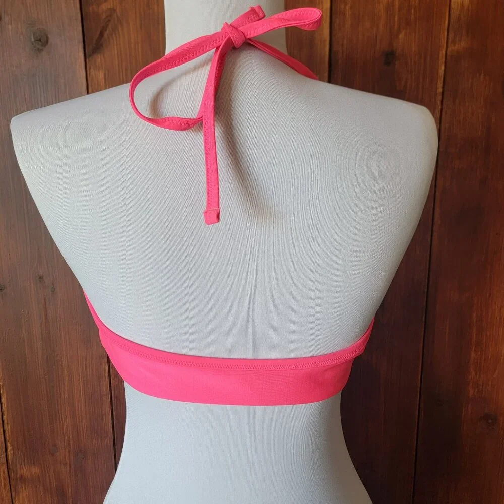 Aerie Scoop Bikini *TOP‎ ONLY* S|P Hot Pink Tie Front Halter Top Tie Two Ways